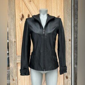 Kenneth Cole Reaction Black Soft Leather Zip Jacket~S~